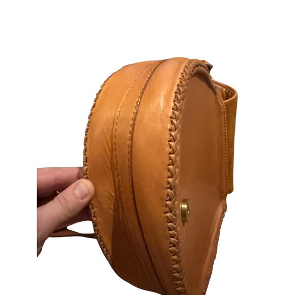 SANCIA THE BABYLON COGNAC BAR SUEDE LEATHER SADDLE BAG - Picture 10 of 11